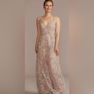 Celebrate DB Studio Floral Embroidered Formal Maxi Dress Size 0